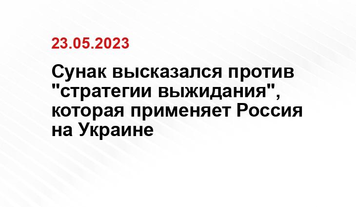 Сунак высказался против "стратегии выжидания", которая применяет Россия на Украине